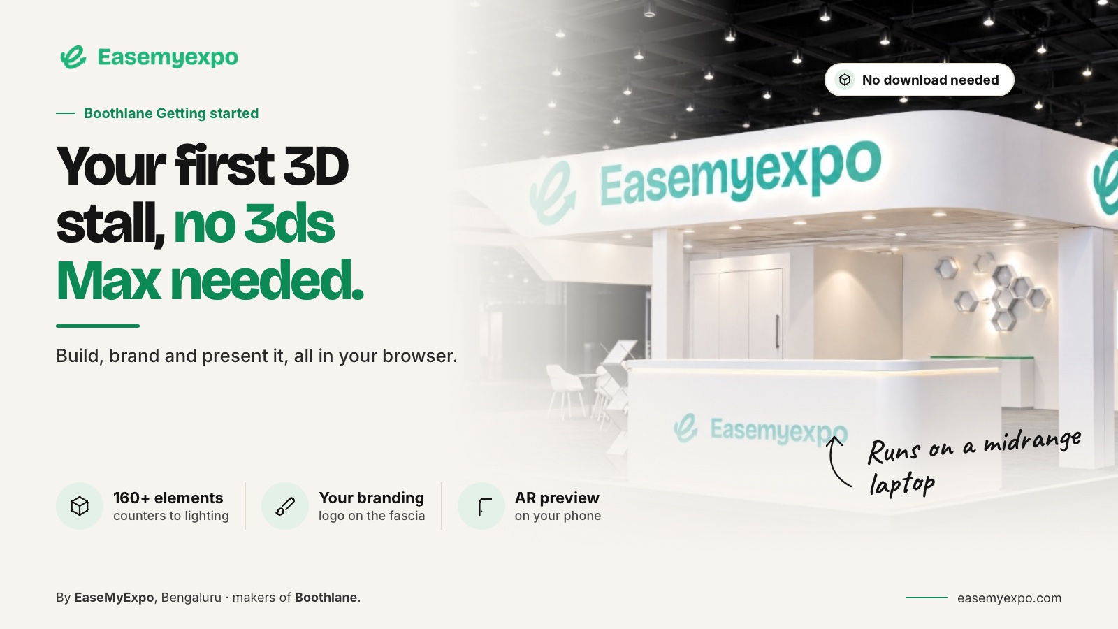 Exhibition team reviewing building a first booth model in a 3D booth design workflow